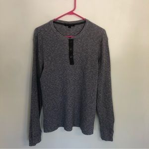BANANA REPUBLIC Men Heather Grey Crewneck 1/4 Button Up Long Sleeve Knit Sz M